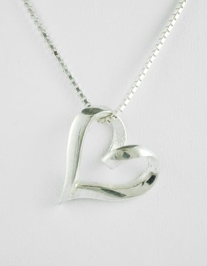 925 Sterling Silver Floating Heart Pendant Necklace 3 Colors 